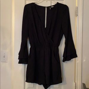 Black Flare Sleeve Romper